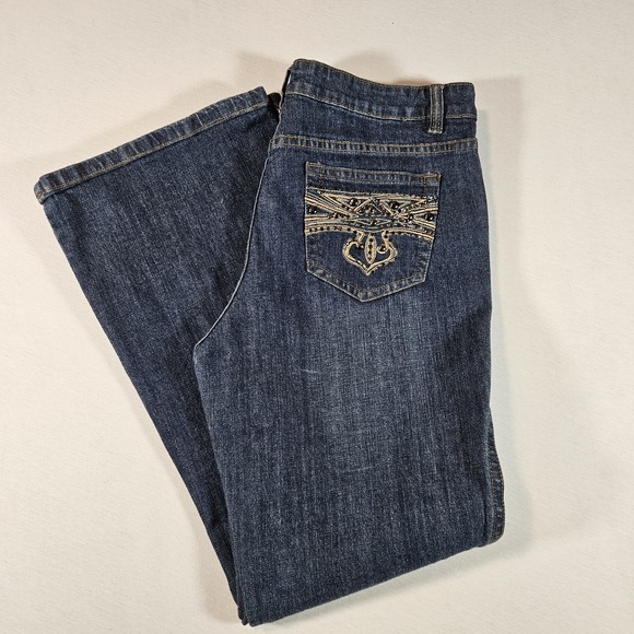 AZI Jeans New York Womens Size 10 Embellished Bootcut Western Chic Boho Glam - Picture 2 of 10